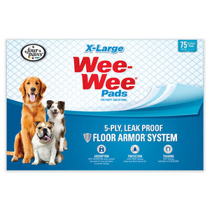 Four Paws Wee-Wee Pads 75 pack Extra Large White 28" x 34" x 0.1