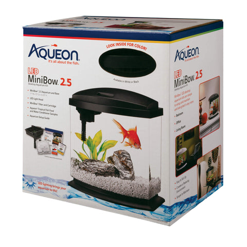 Aqueon MiniBow LED Aquarium Kit 2.5 Gallon Black 11.5" x 7.63" x 12.5"
