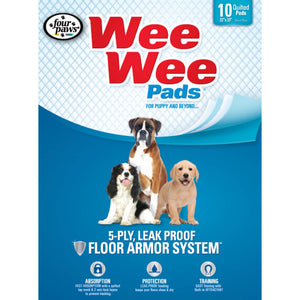 Four Paws Wee-Wee Pads 10 pack White 22" x 23" x 0.1"