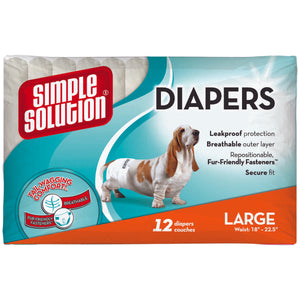 Simple Solution Disposable Dog Diapers 12 pack Large White