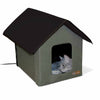 K&H Pet Products Outdoor Heated Kitty House Cat Shelter Olive 19" x 22" x 17"