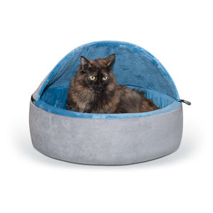 K&H Pet Products Self-Warming Kitty Bed Hooded Large Blue/Gray 20" x 20" x 12.5"