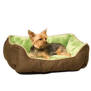 K&H Pet Products Lounge Sleeper Self-Warming Pet Bed Mocha / Green 16" x 20" x 6"
