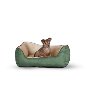 K&H Pet Products Lounge Sleeper Self-Warming Pet Bed Sage / Tan 16" x 20" x 6"