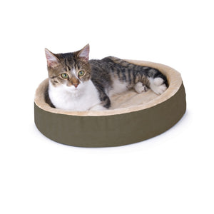 K&H Pet Products Thermo-Kitty Cuddle Up Bed Mocha 16" x 16" x 3"