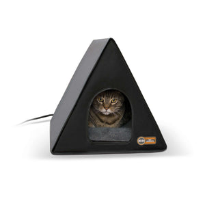 K&H Pet Products Heated A-Frame Cat House Gray / Black 18" x 14" x 14"