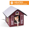 K&H Pet Products Outdoor Heated Kitty House Cat Shelter Barn Design Red 18" x 22" x 17"
