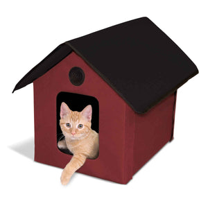 K&H Pet Products Unheated Outdoor Kitty House Red / Black 22" x 18" x 17"