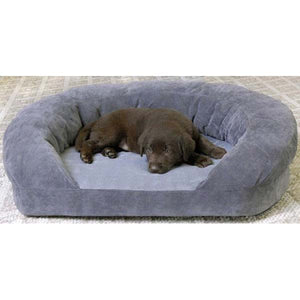 K&H Pet Products Ortho Bolster Sleeper Pet Bed Small Gray Velvet 20" x 16" x 8"