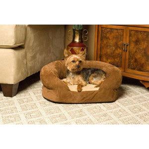 K&H Pet Products Ortho Bolster Sleeper Pet Bed Medium Brown Velvet 30" x 25" x 9"