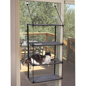 K&H Pet Products EZ Mount Window Kitty Sill Quad Stack Gray 12" x 23" x 72"