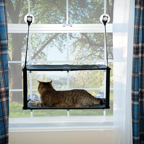 K&H Pet Products Kitty Sill - Double Stack EZ Window Mount Gray / Black 12" x 23" x 0.5"