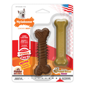 Nylabone Power Chew Peanut Butter and Textured Dog Chew Toy 2 pack Regular