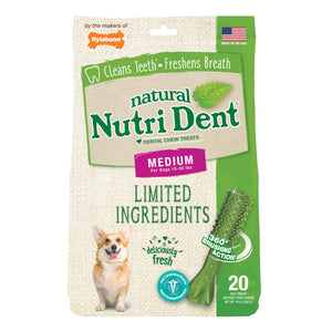Nylabone Nutri Dent Limited Ingredient Dental Chews Fresh Breath Medium 20 count