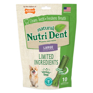 Nylabone Nutri Dent Limited Ingredient Dental Chews Fresh Breath Large 10 count